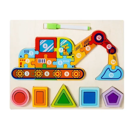 ليجو الارقام على شكل جرار مع لوح